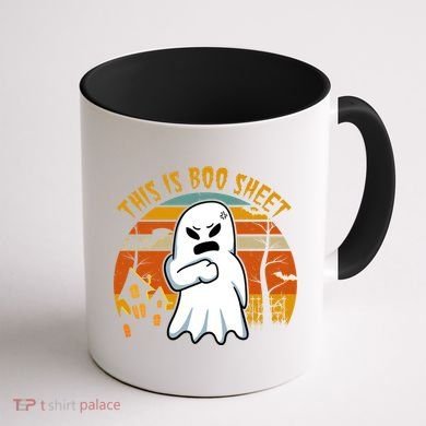 This Is Boo Sheet Ghost Spooky Sunset Funny Coffee Mug back