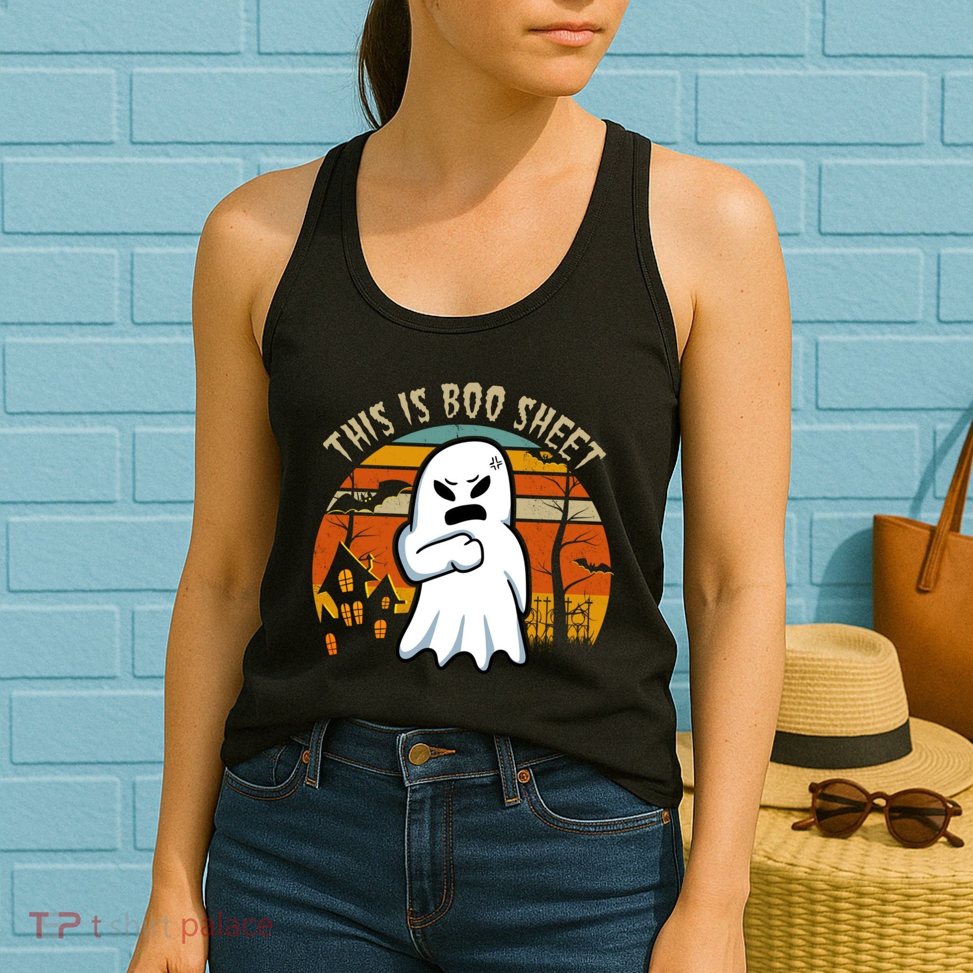 This Is Boo Sheet Ghost Spooky Sunset Funny Women's Tank Top