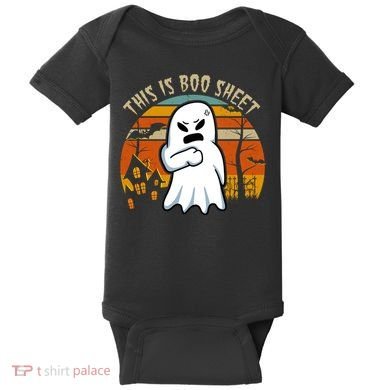 This Is Boo Sheet Ghost Spooky Sunset Funny Baby Bodysuit