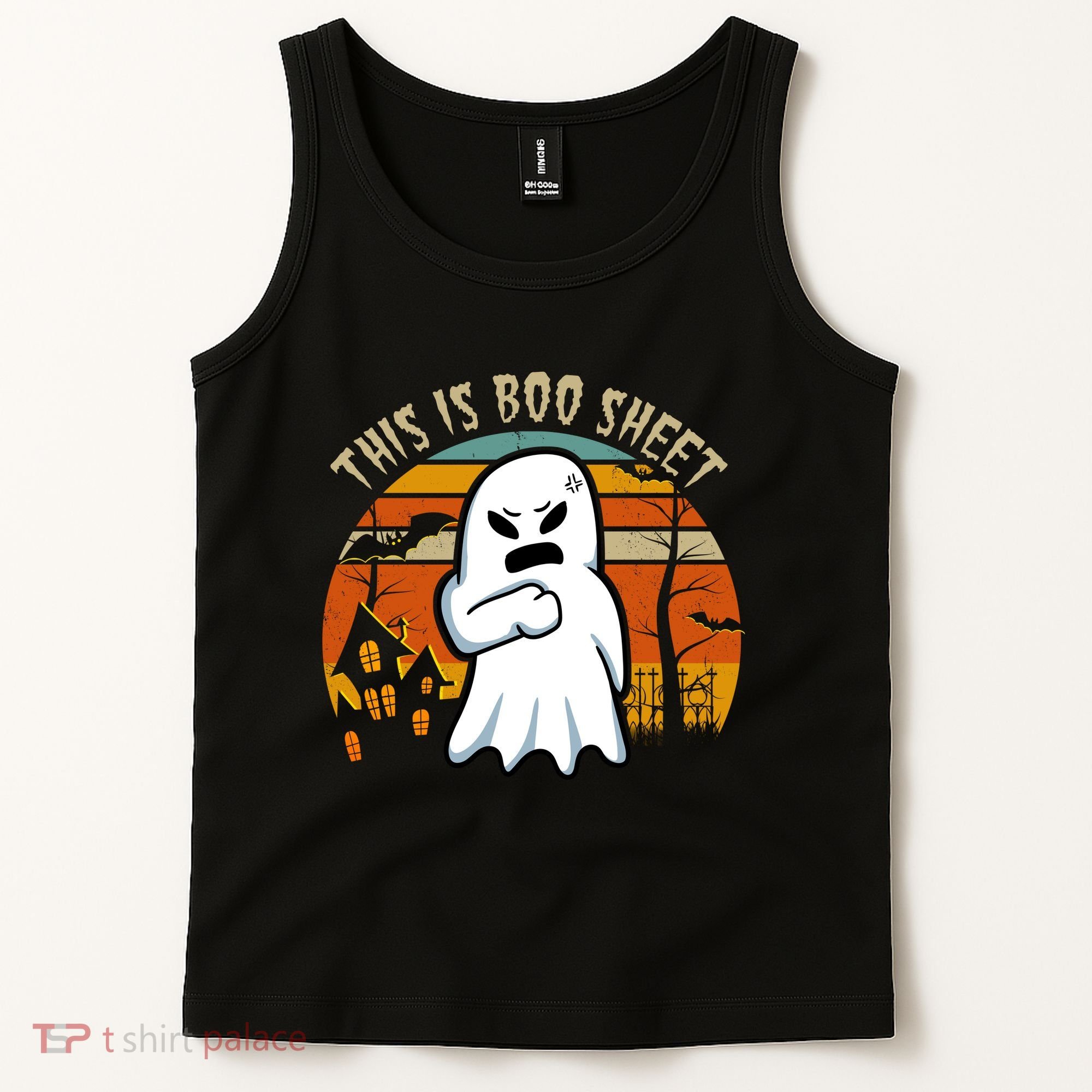 This Is Boo Sheet Ghost Spooky Sunset Funny Tank Top