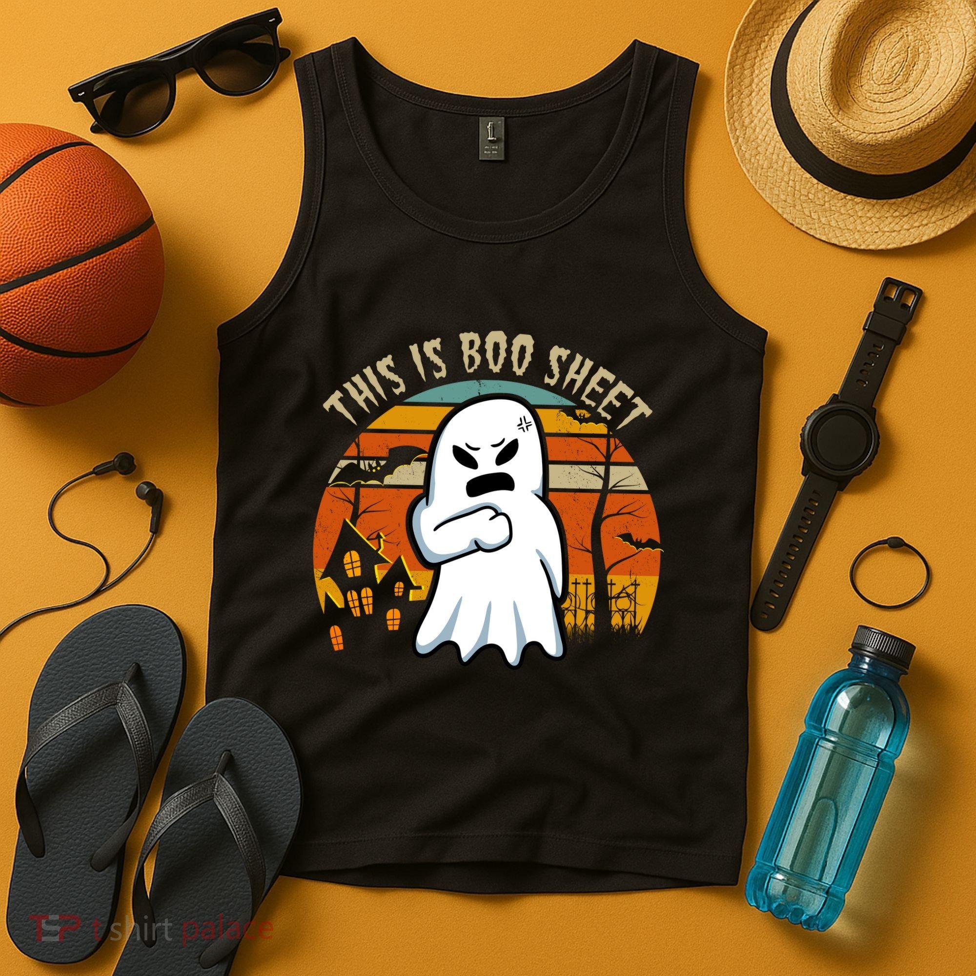 This Is Boo Sheet Ghost Spooky Sunset Funny Tank Top
