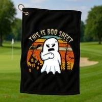This Is Boo Sheet Ghost Spooky Sunset Funny Golf Towel thumb 1