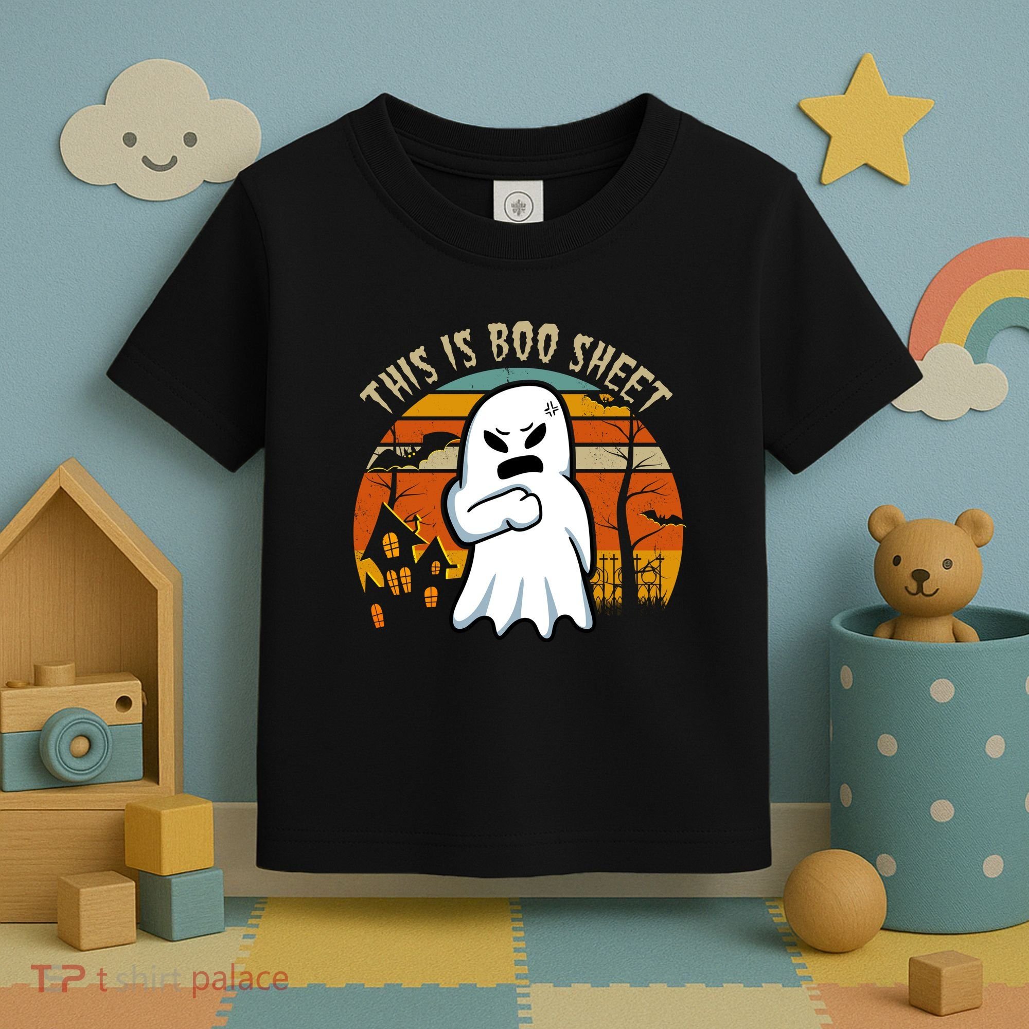 This Is Boo Sheet Ghost Spooky Sunset Funny Toddler T-Shirt