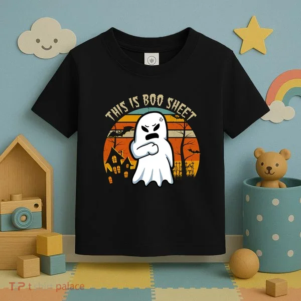 This Is Boo Sheet Ghost Spooky Sunset Funny Toddler T-Shirt
