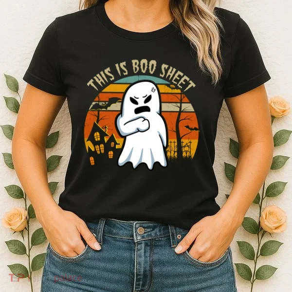This Is Boo Sheet Ghost Spooky Sunset Funny Women's T-Shirt