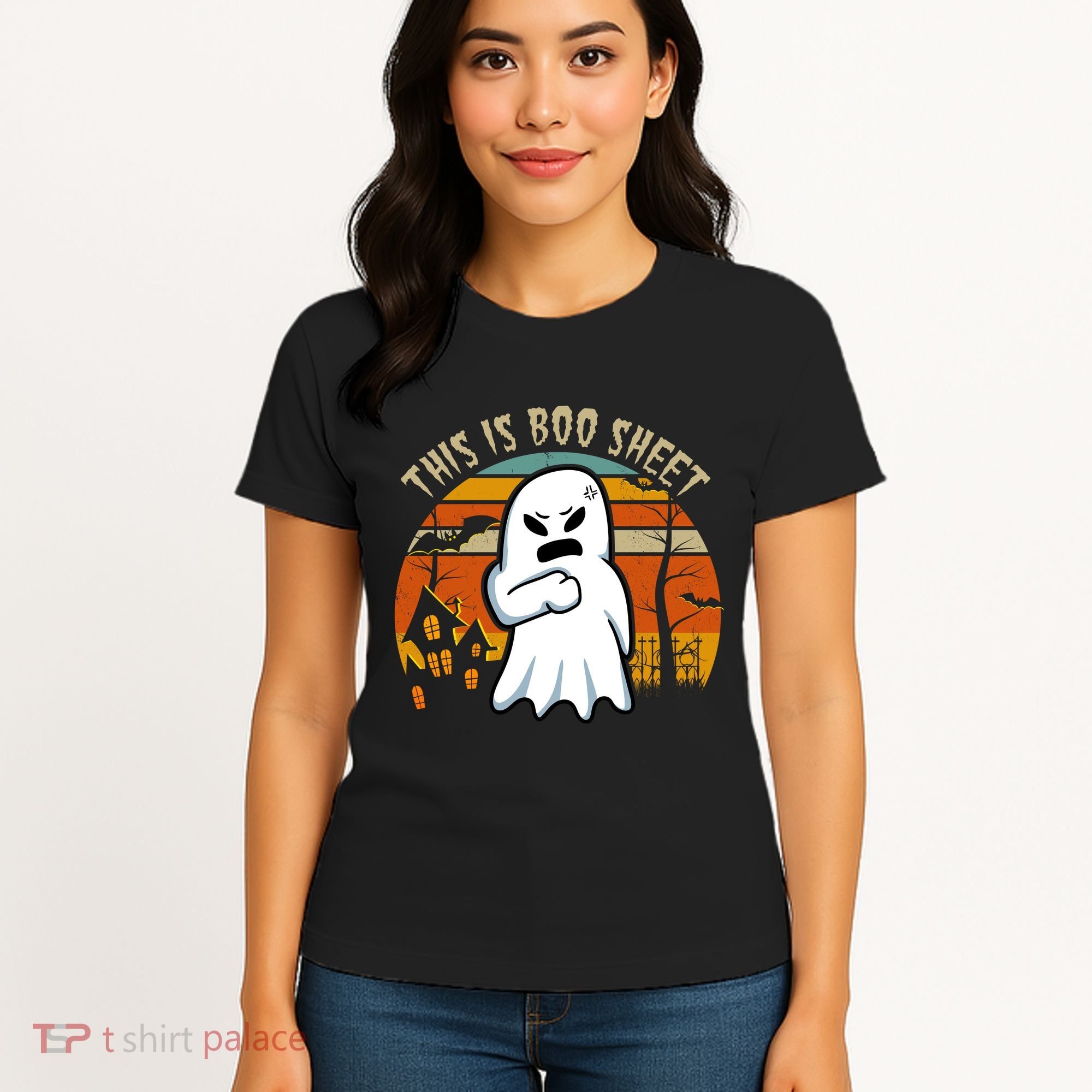This Is Boo Sheet Ghost Spooky Sunset Funny Women's T-Shirt