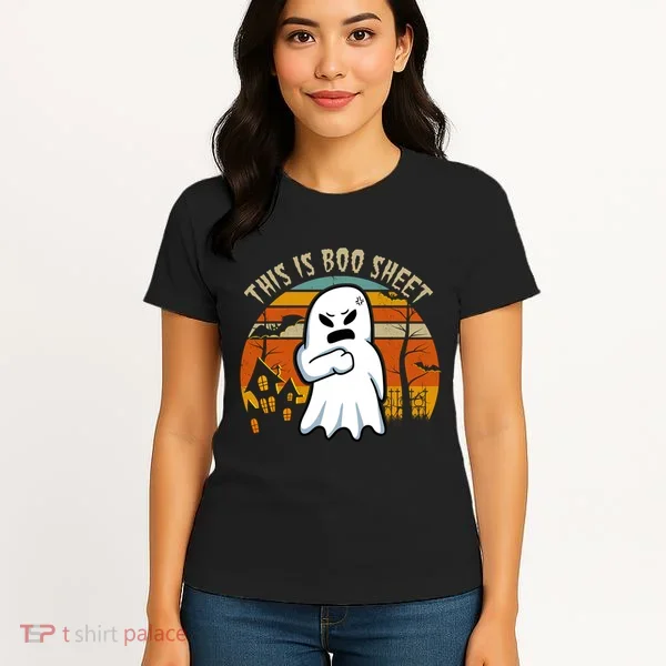 This Is Boo Sheet Ghost Spooky Sunset Funny Women's T-Shirt