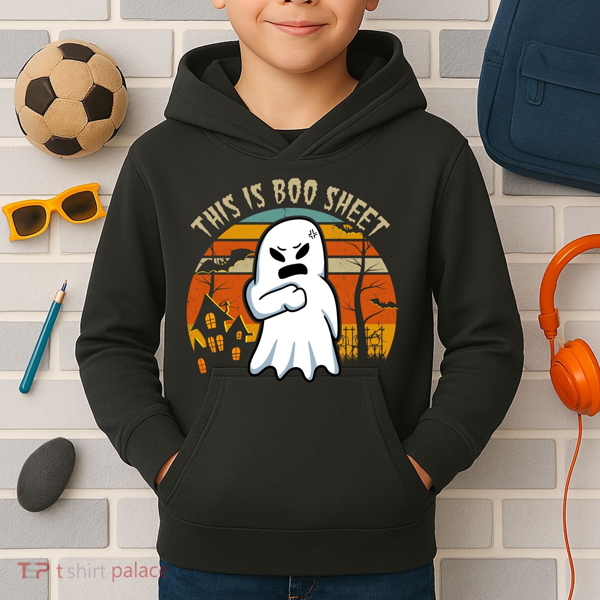 This Is Boo Sheet Ghost Spooky Sunset Funny Kids Hoodie