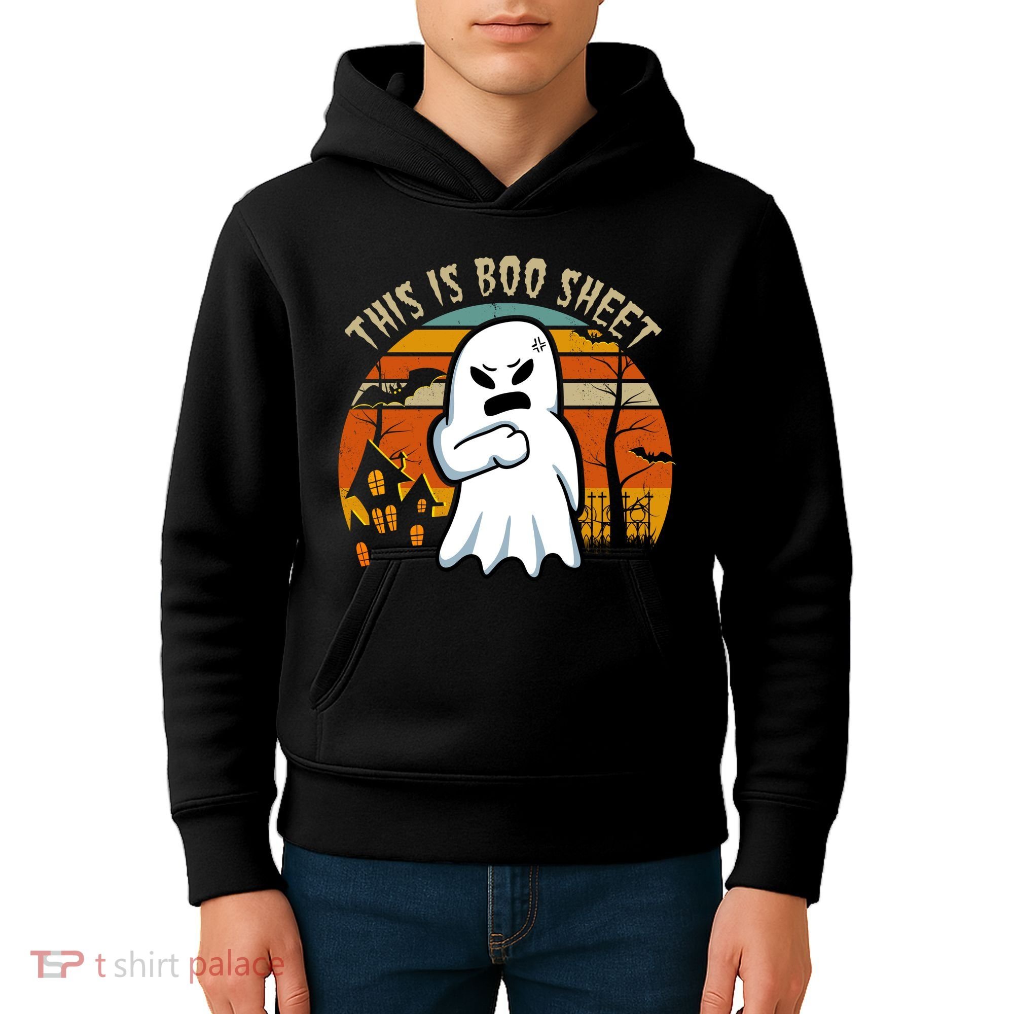 This Is Boo Sheet Ghost Spooky Sunset Funny Kids Hoodie