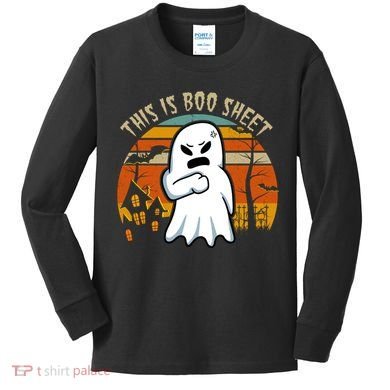 This Is Boo Sheet Ghost Spooky Sunset Funny Kids Long Sleeve Shirt