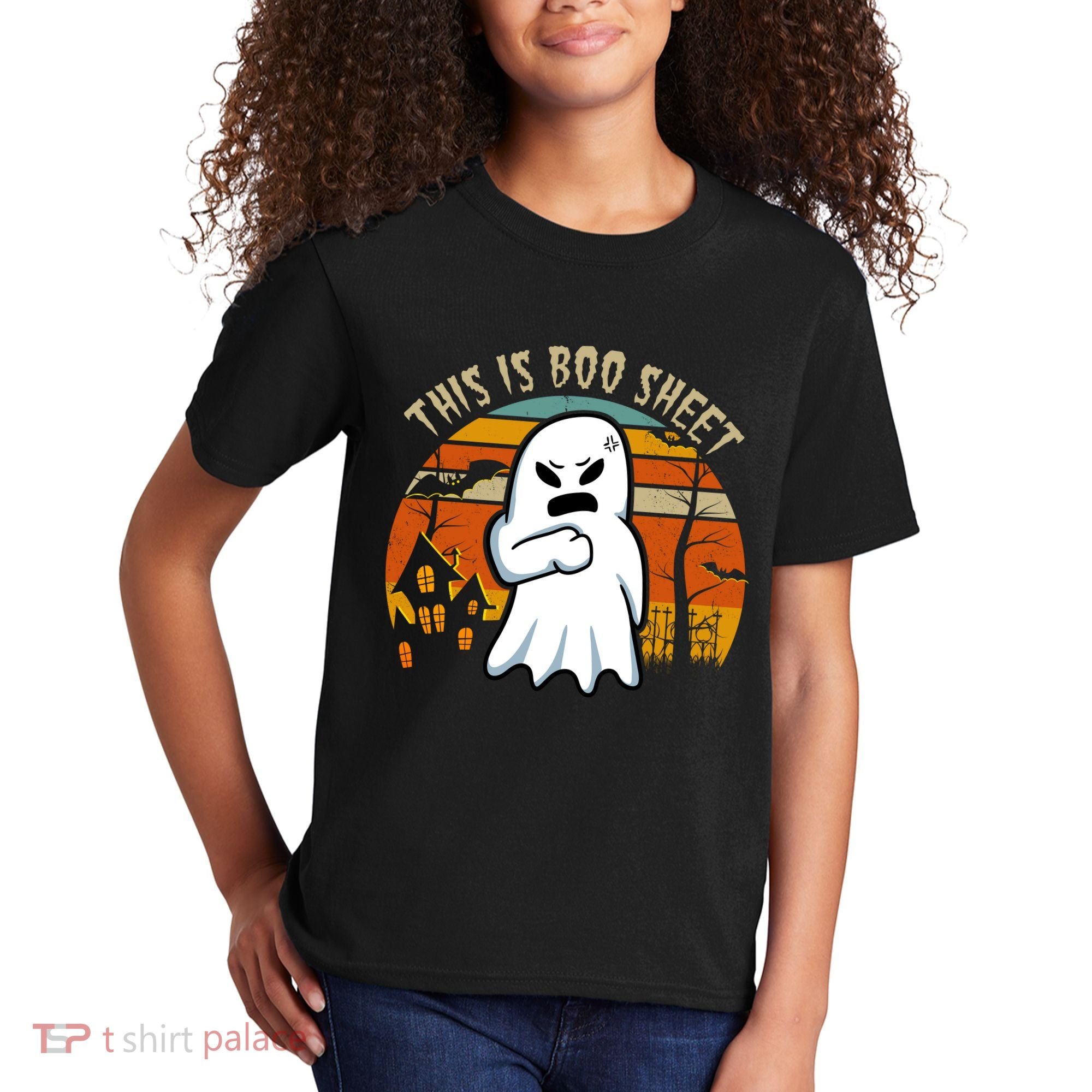 This Is Boo Sheet Ghost Spooky Sunset Funny Kids T-Shirt