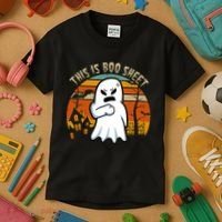 This Is Boo Sheet Ghost Spooky Sunset Funny Kids T-Shirt thumb 3