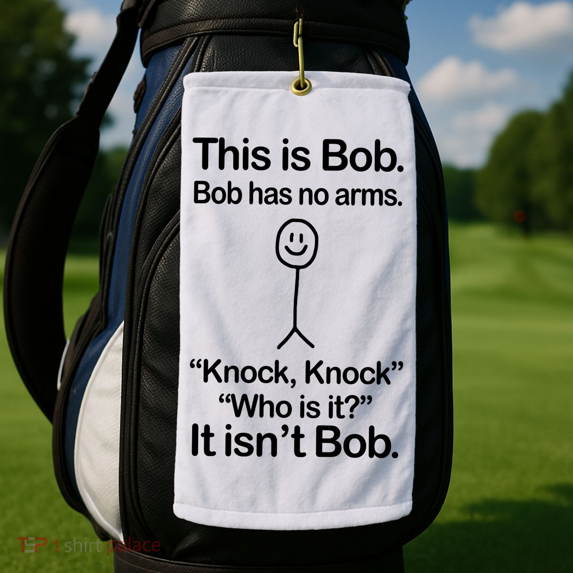 This Is Bob Knock Knock Funny Golf Towel