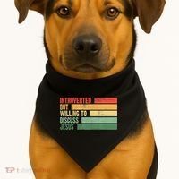 Trendy Introverted But Willing To Discuss Jesus USA-Made Doggie Bandana thumb 1