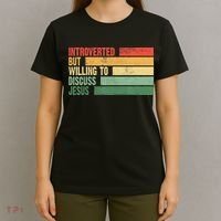 Trendy Introverted But Willing To Discuss Jesus T-Shirt thumb 4