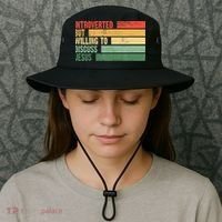Trendy Introverted But Willing To Discuss Jesus Bucket Hat thumb 3