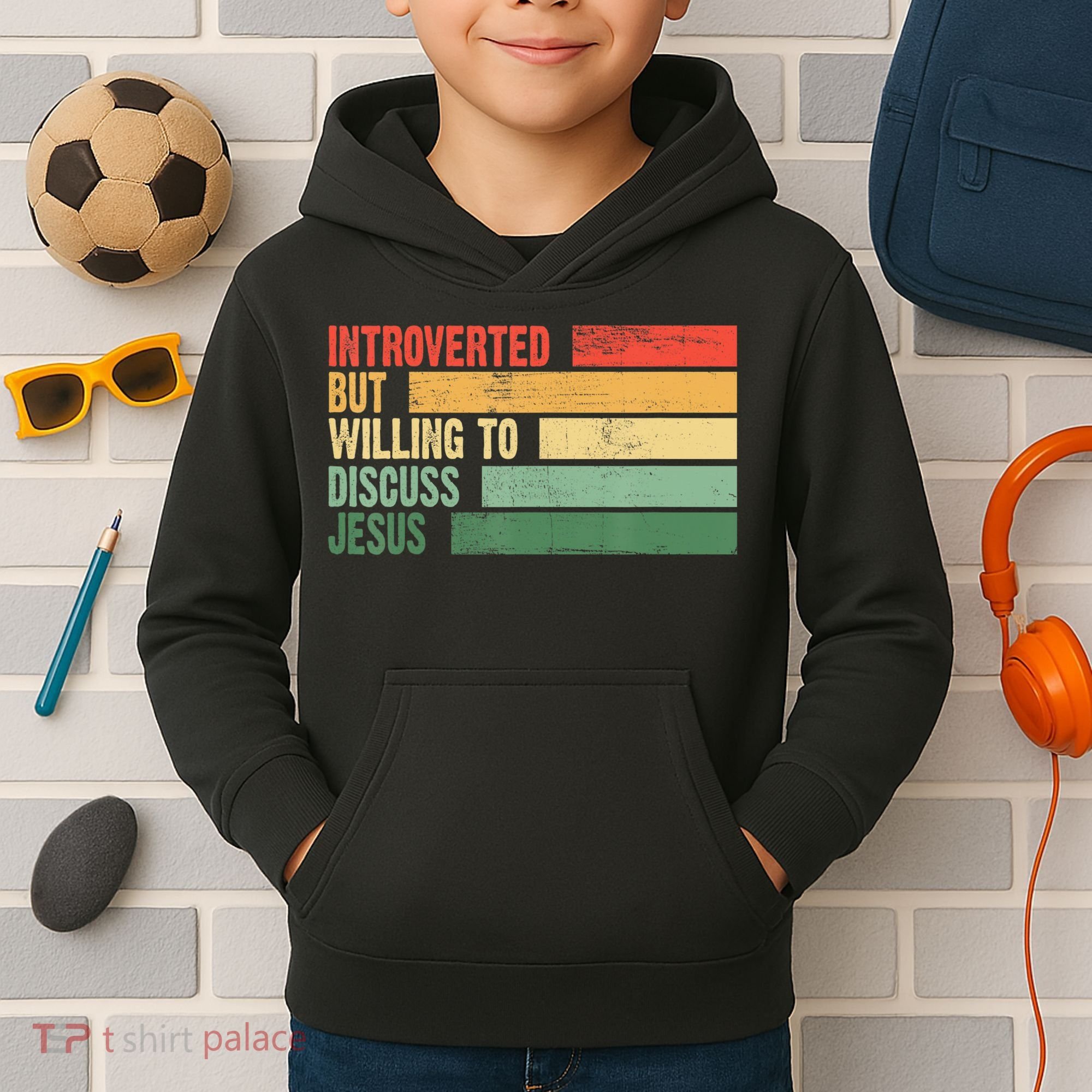 Trendy Introverted But Willing To Discuss Jesus Kids Hoodie