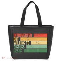 Trendy Introverted But Willing To Discuss Jesus Tote Bag thumb 0