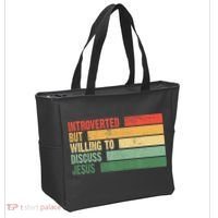 Trendy Introverted But Willing To Discuss Jesus Tote Bag thumb 2