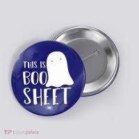 This Is Boo Sheet Ghost Retro Halloween Costume Button thumb 0