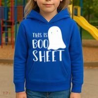 This Is Boo Sheet Ghost Retro Halloween Costume Kids Hoodie thumb 3