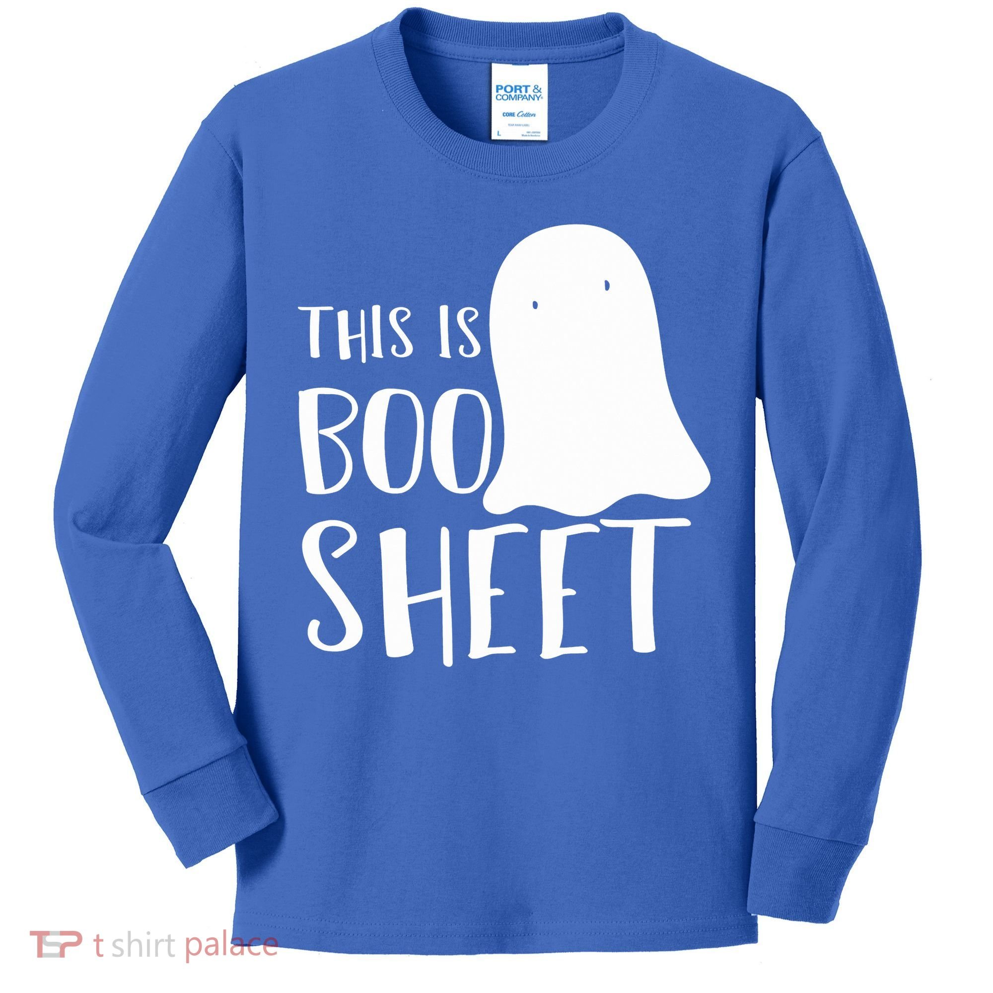 This Is Boo Sheet Ghost Retro Halloween Costume Kids Long Sleeve Shirt