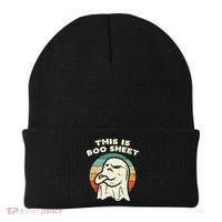 This Is Boo Sheet Ghost Retro Halloween Costume Beanie thumb 0