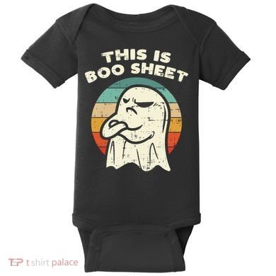 This Is Boo Sheet Ghost Retro Halloween Costume Baby Bodysuit