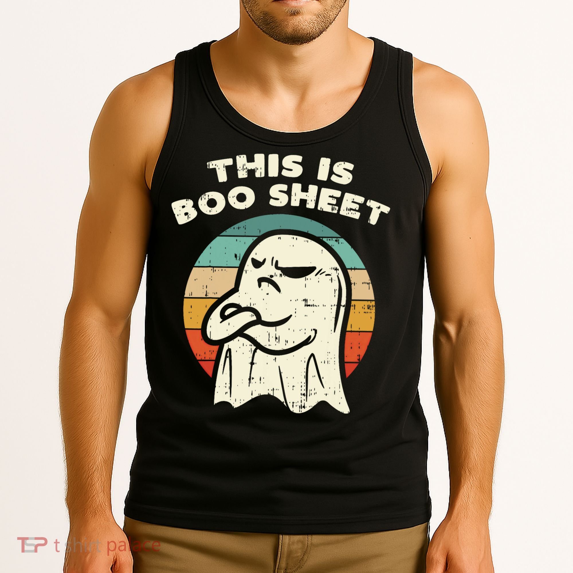 This Is Boo Sheet Ghost Retro Halloween Costume Tank Top