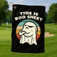 This Is Boo Sheet Ghost Retro Halloween Costume Golf Towel thumb 1
