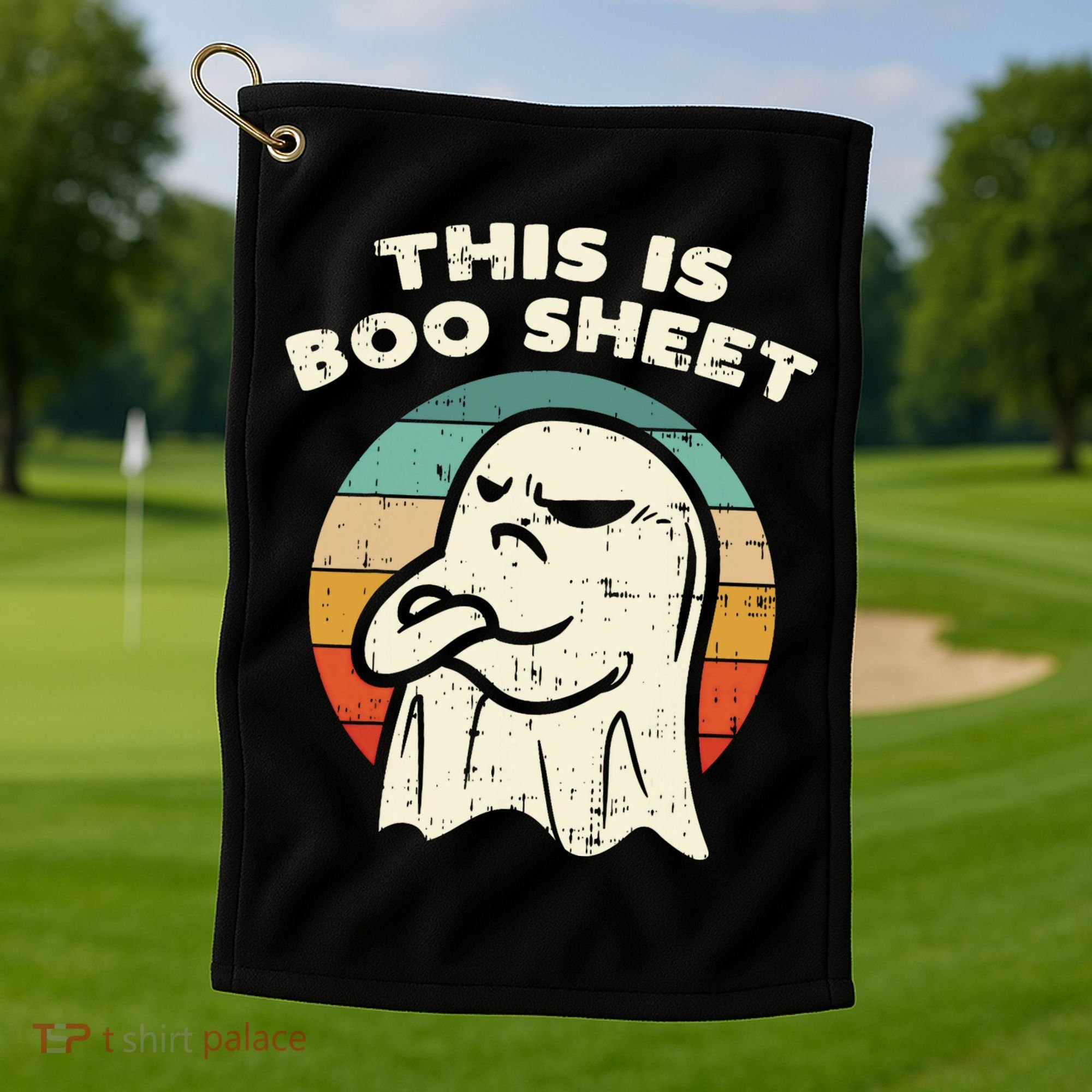 This Is Boo Sheet Ghost Retro Halloween Costume Golf Towel