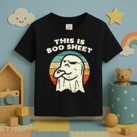 This Is Boo Sheet Ghost Retro Halloween Costume Toddler T-Shirt thumb 3