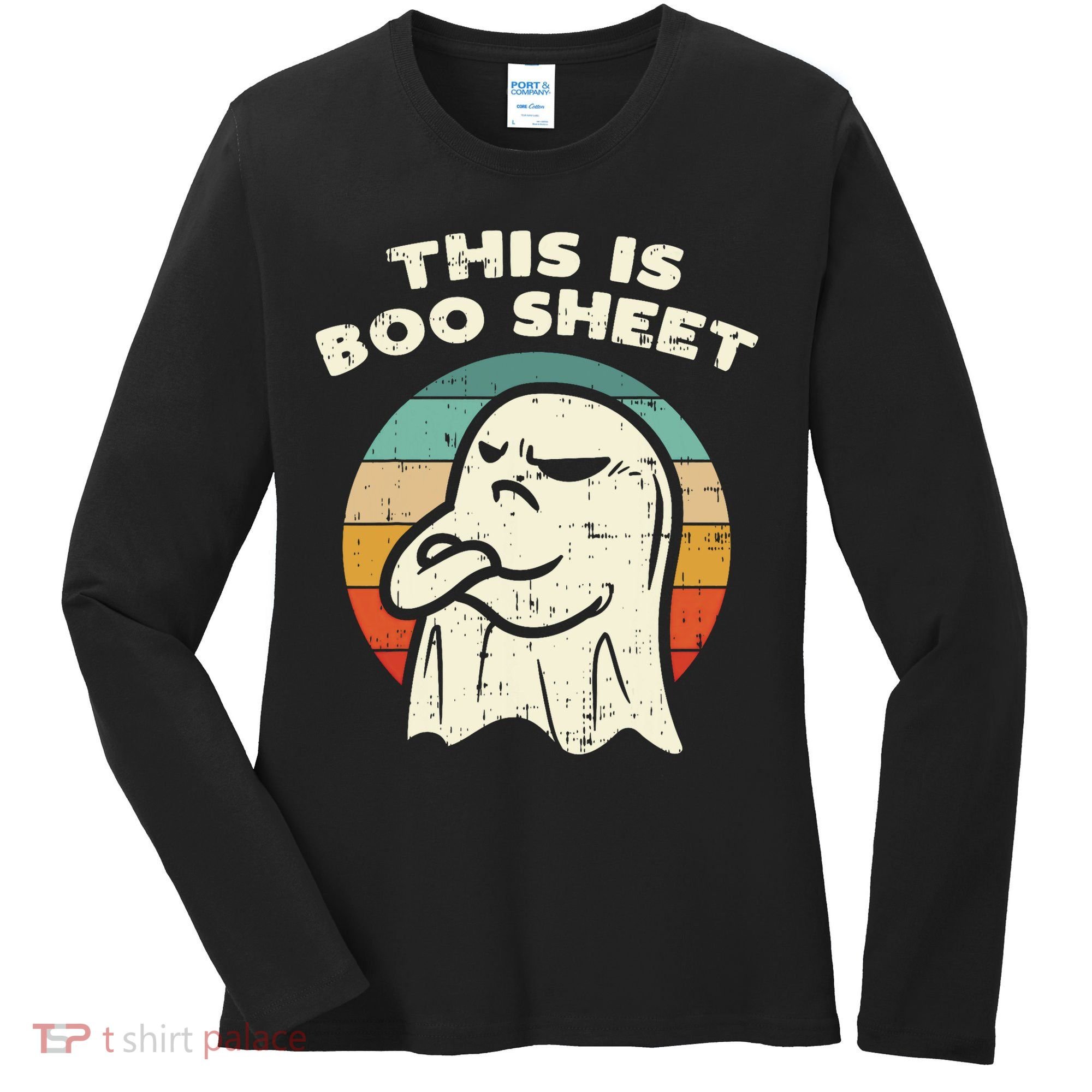 This Is Boo Sheet Ghost Retro Halloween Costume Women's Long Sleeve Shirt