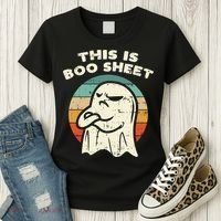 This Is Boo Sheet Ghost Retro Halloween Costume Women's T-Shirt thumb 3