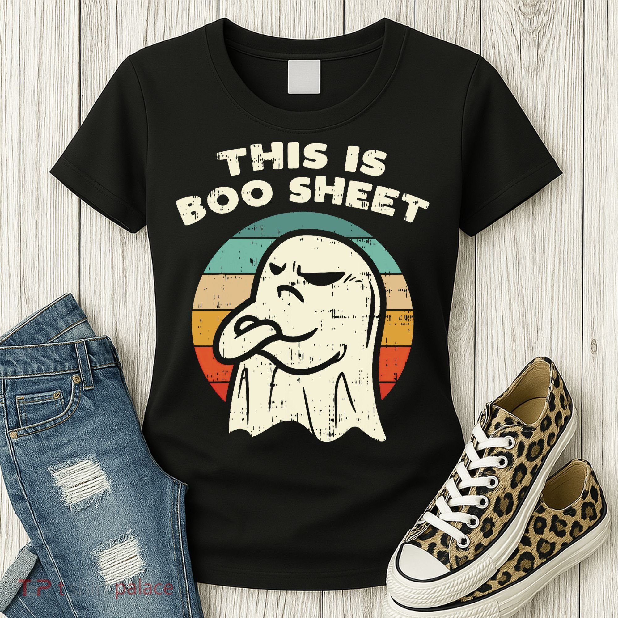 This Is Boo Sheet Ghost Retro Halloween Costume Women's T-Shirt