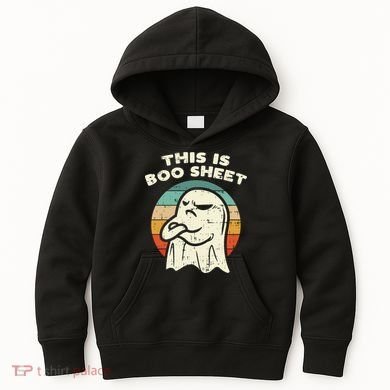 This Is Boo Sheet Ghost Retro Halloween Costume Kids Hoodie