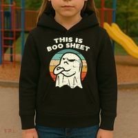 This Is Boo Sheet Ghost Retro Halloween Costume Kids Hoodie thumb 3