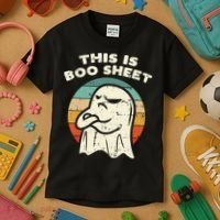 This Is Boo Sheet Ghost Retro Halloween Costume Kids T-Shirt thumb 3