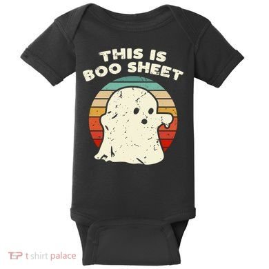 This Is Boo Sheet Ghost Vintage Retro Halloween Costume Baby Bodysuit