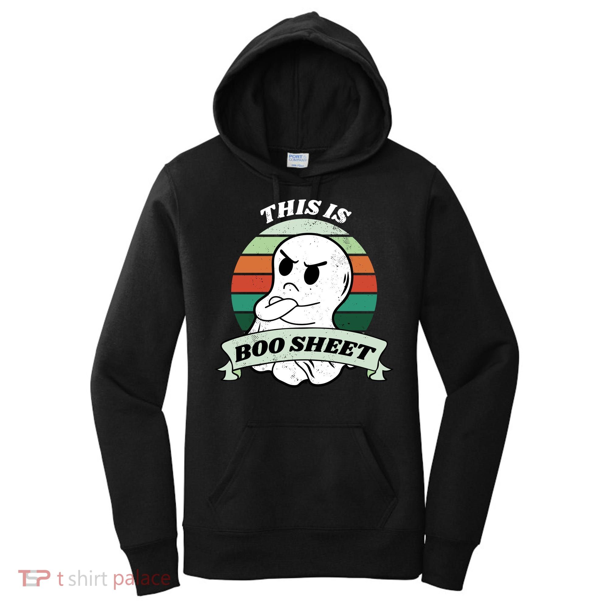 This Is Boo Sheet Cartoon Ghost Funny Halloween Women's Hoodie