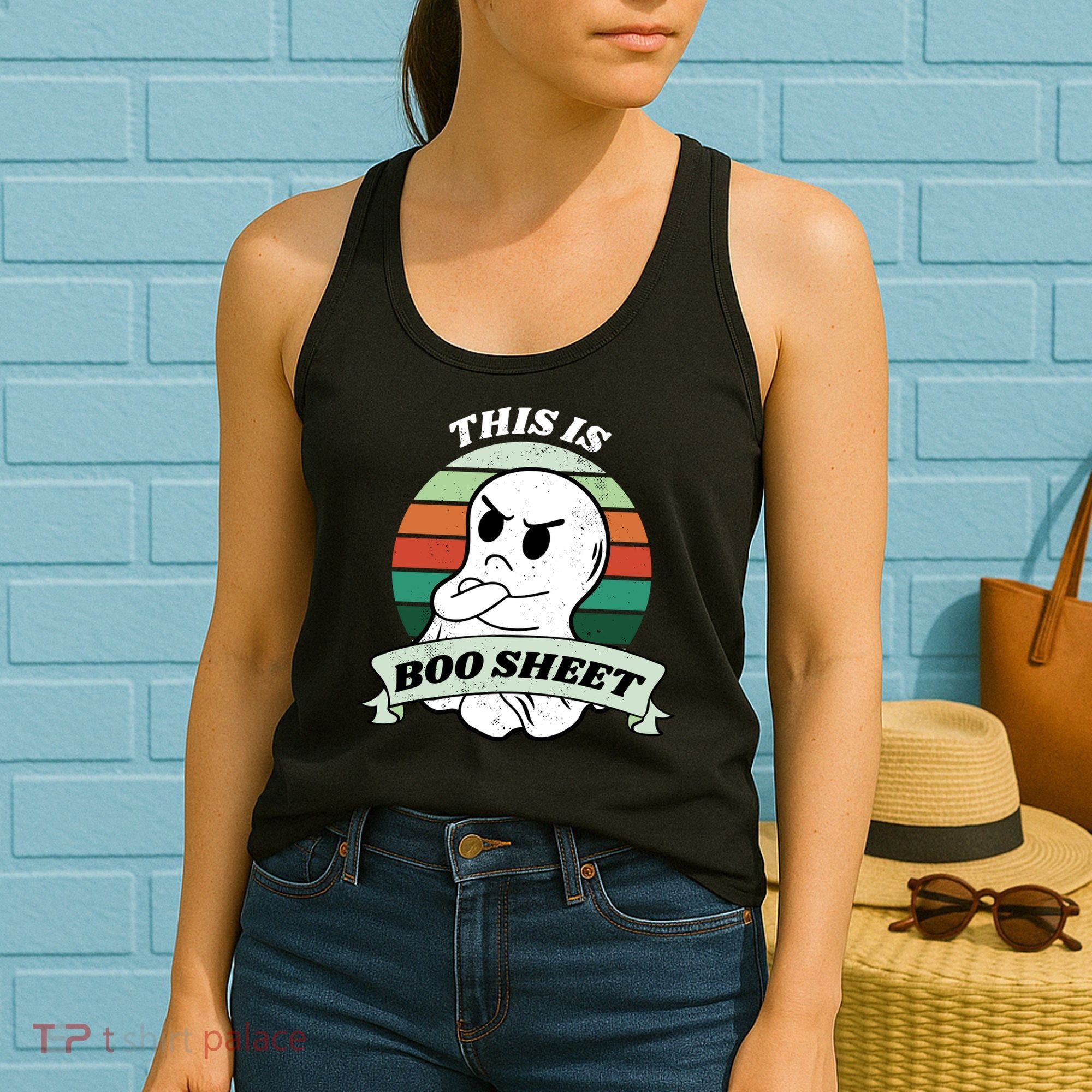 This Is Boo Sheet Cartoon Ghost Funny Halloween Women's Tank Top