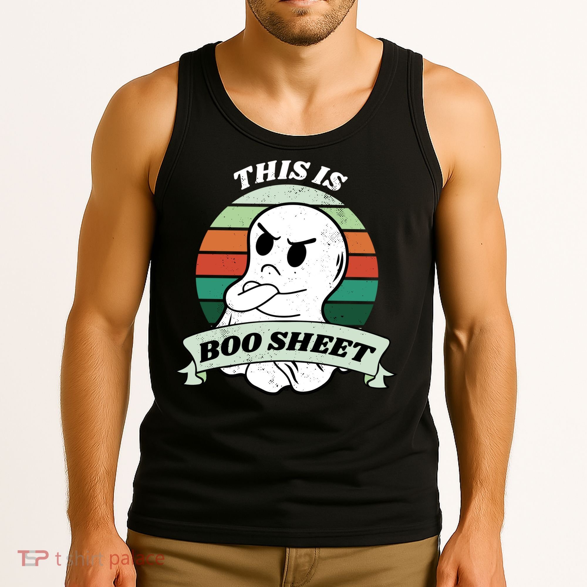This Is Boo Sheet Cartoon Ghost Funny Halloween Tank Top