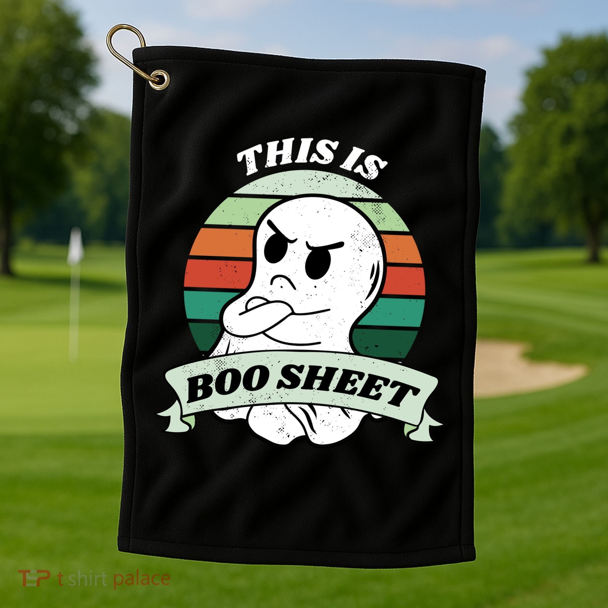 This Is Boo Sheet Cartoon Ghost Funny Halloween Golf Towel