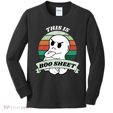 This Is Boo Sheet Cartoon Ghost Funny Halloween Kids Long Sleeve Shirt