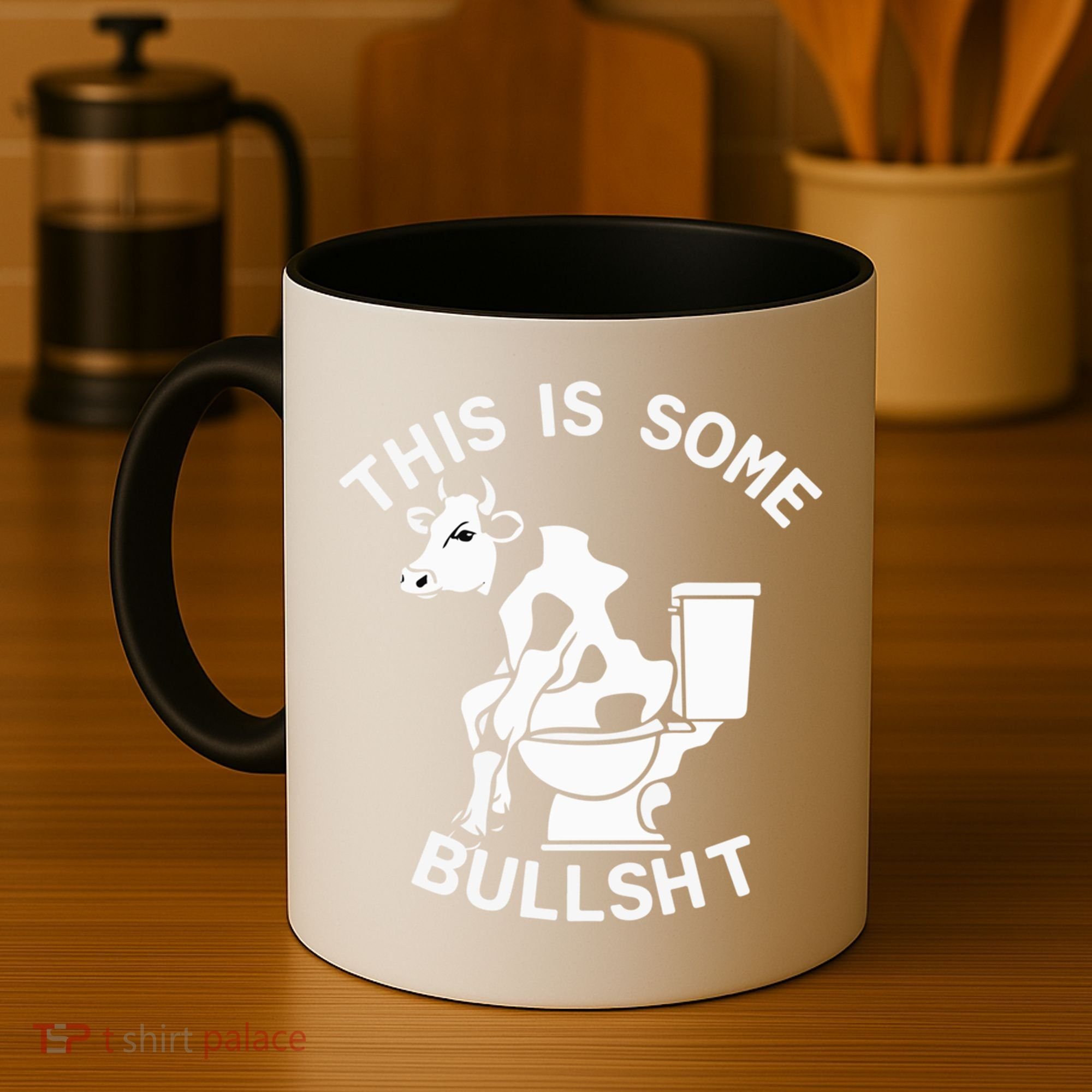 This Is Bullshit Bull Is Sitting On A Toilet Funny Sarcastic Funny Gift Coffee Mug