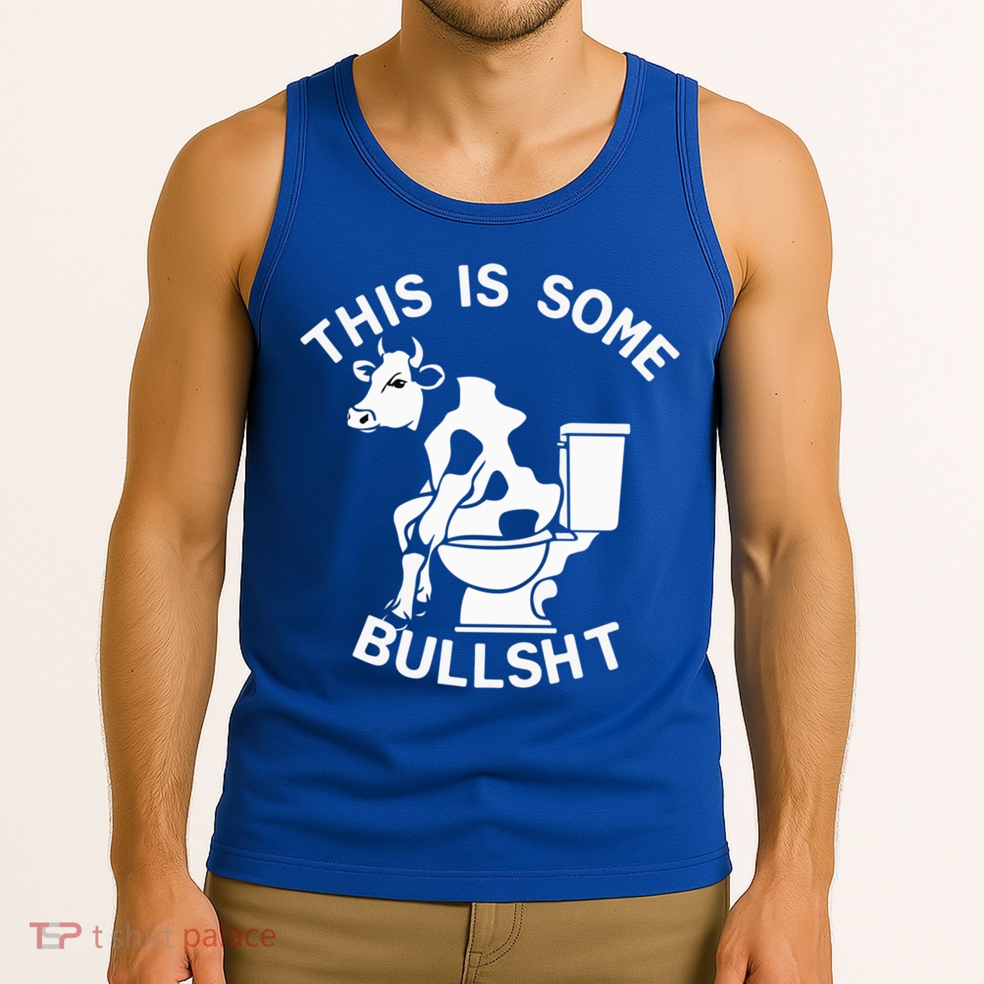 This Is Bullshit Bull Is Sitting On A Toilet Funny Sarcastic Funny Gift Tank Top