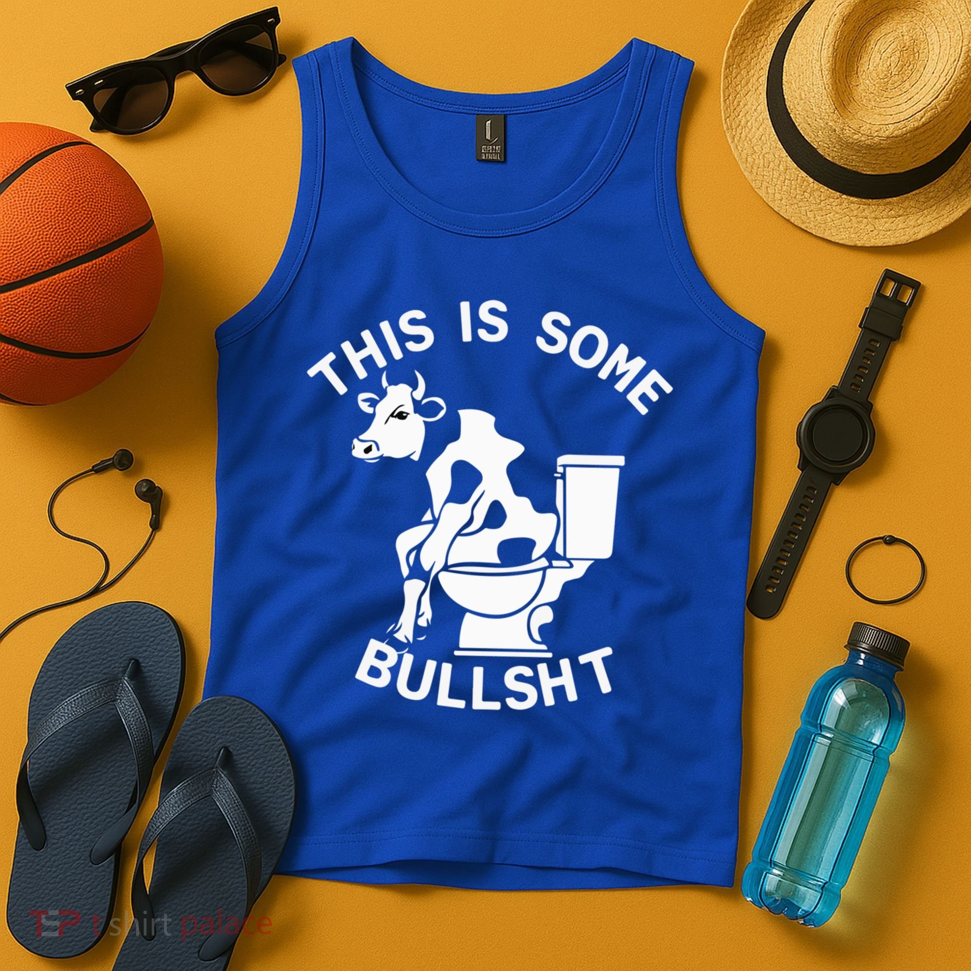 This Is Bullshit Bull Is Sitting On A Toilet Funny Sarcastic Funny Gift Tank Top