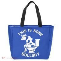 This Is Bullshit Bull Is Sitting On A Toilet Funny Sarcastic Funny Gift Tote Bag thumb 0