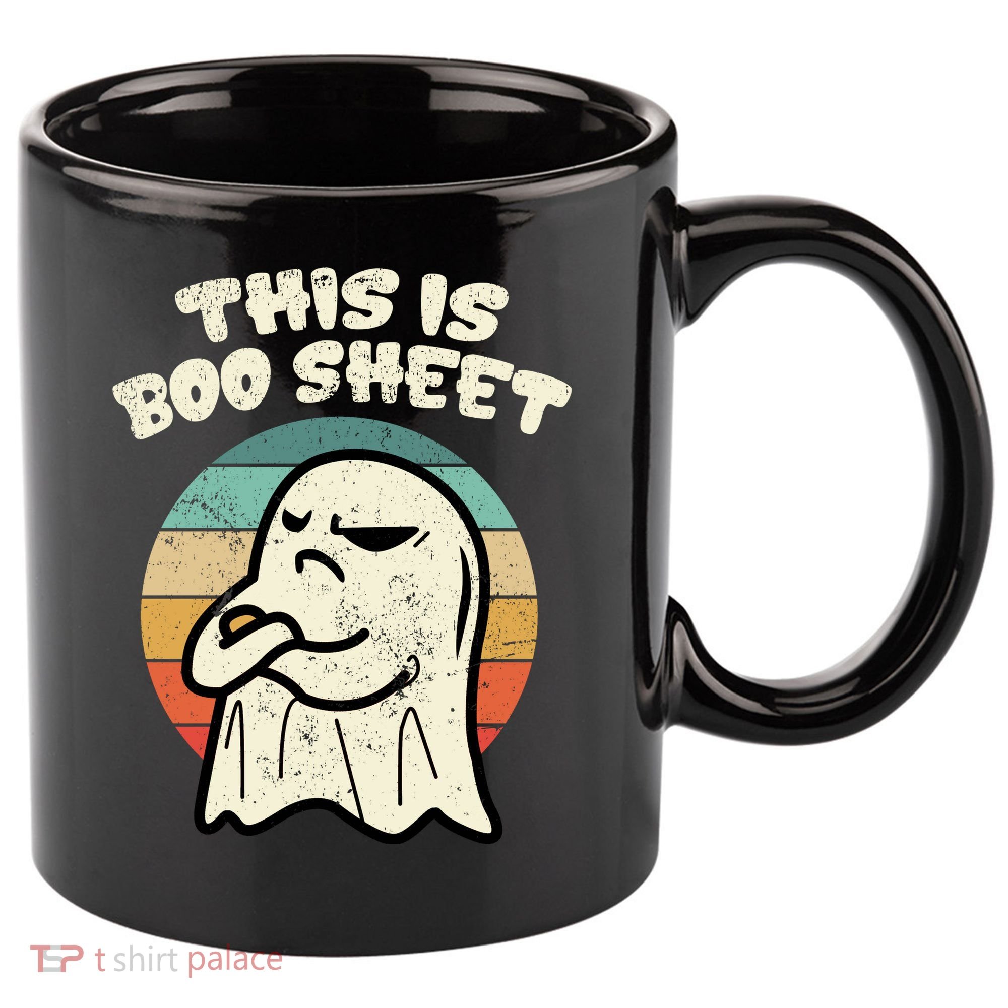 This Is Boo Sheet Ghost Retro Halloween Costume 11oz C Handle Ceramic Mug