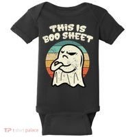 This Is Boo Sheet Ghost Retro Halloween Costume Baby Bodysuit thumb 0